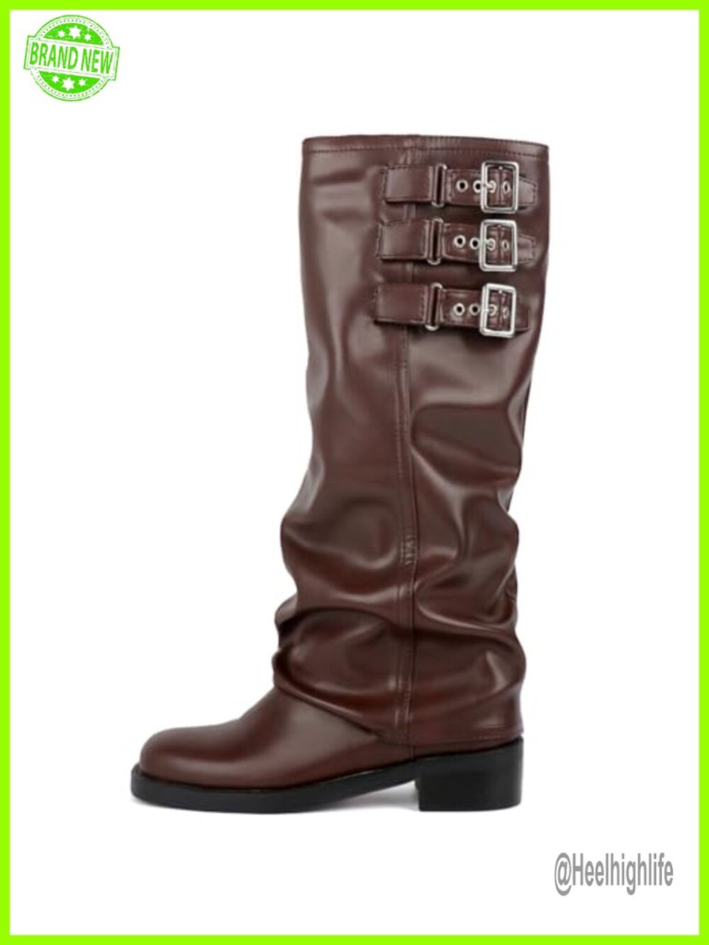 Fold Over Knee High Boots Slouch Chunky Goth Platform Boots